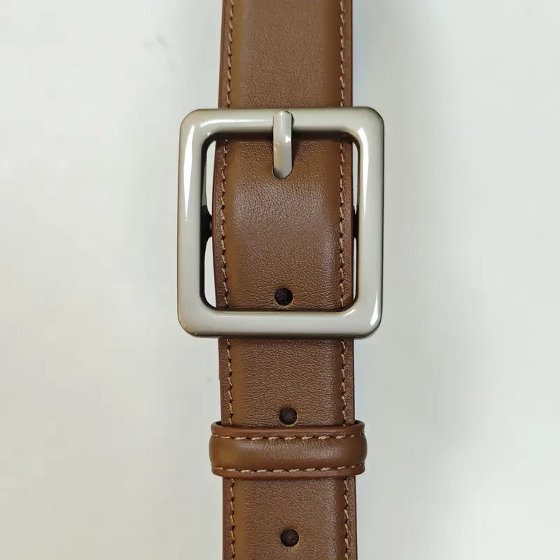 Women's Genuine Leather Belt Buckle Brown - Image 3