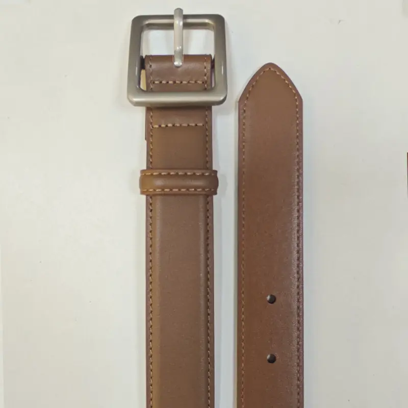 Women's Genuine Leather Belt Buckle Brown — feature 1