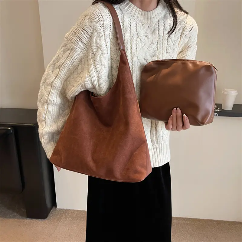 Retro Soft Suede Shoulder Bag Women 2026 Large Capacity - Image 3