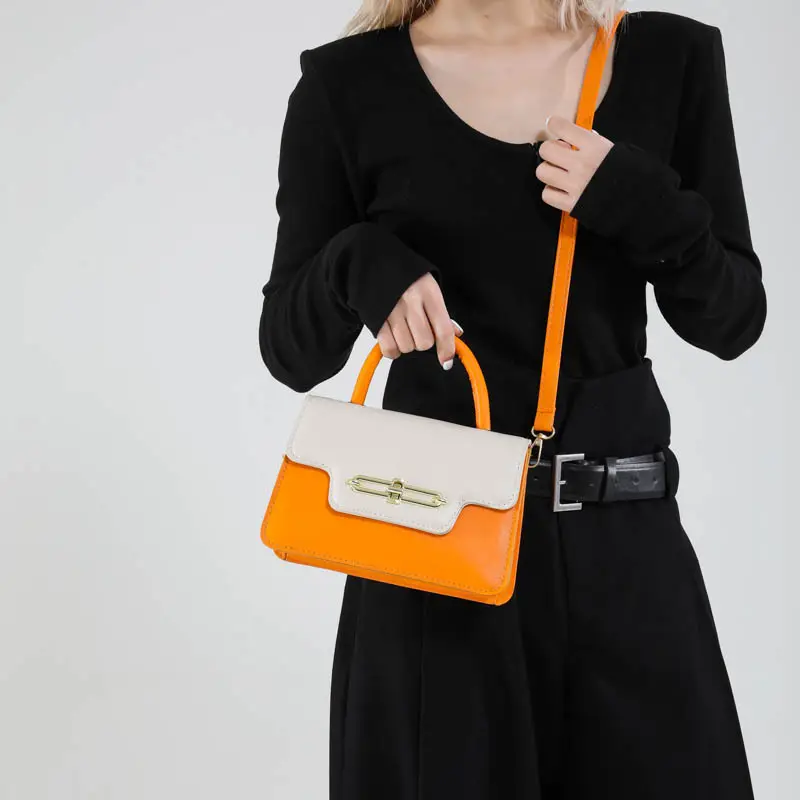 Spring Blue White Shoulder Crossbody Bag with Gold Clasp - Image 8