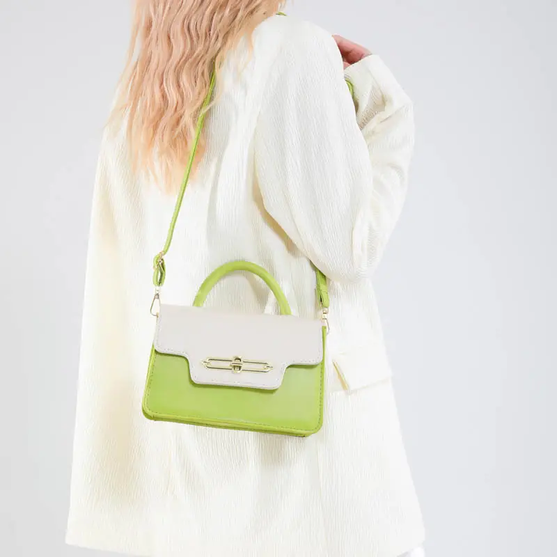 Spring Blue White Shoulder Crossbody Bag with Gold Clasp - Image 9