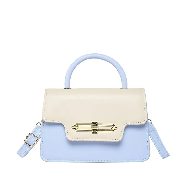 Spring Blue White Shoulder Crossbody Bag with Gold Clasp - Image 11