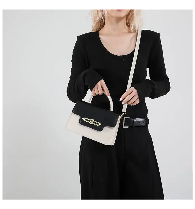 Spring Blue White Shoulder Crossbody Bag with Gold Clasp — feature 11