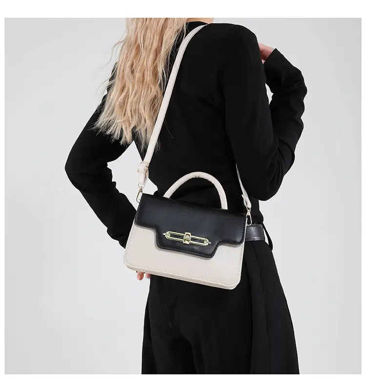 Spring Blue White Shoulder Crossbody Bag with Gold Clasp — feature 12