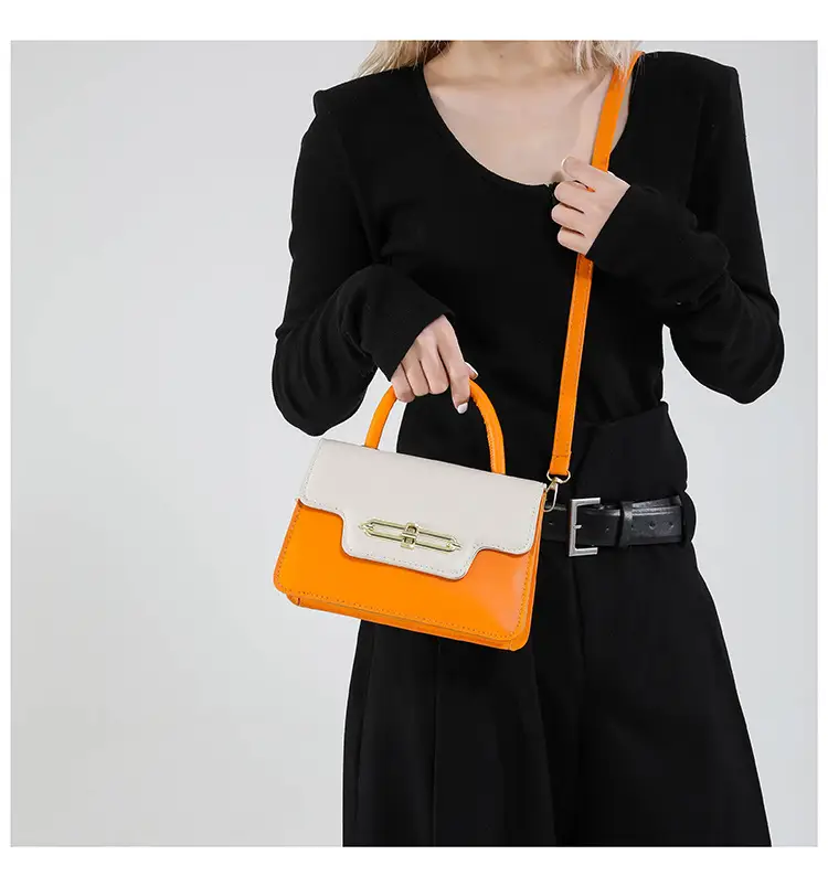 Spring Blue White Shoulder Crossbody Bag with Gold Clasp — feature 13
