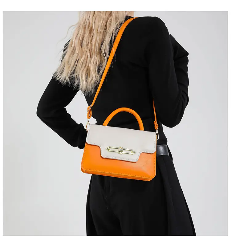 Spring Blue White Shoulder Crossbody Bag with Gold Clasp — feature 14
