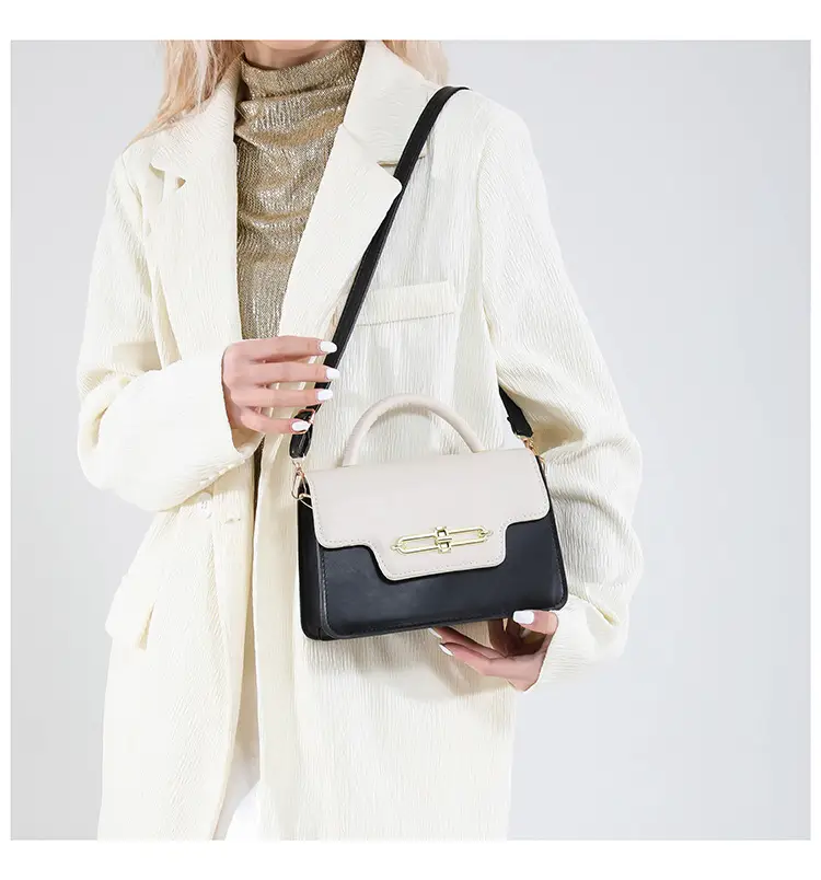 Spring Blue White Shoulder Crossbody Bag with Gold Clasp — feature 17