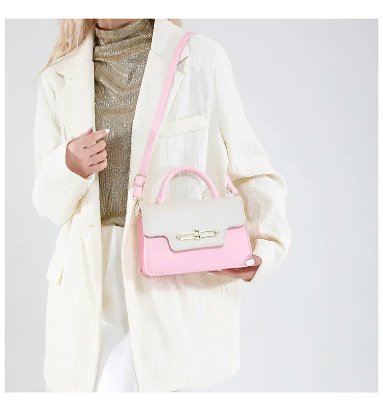 Spring Blue White Shoulder Crossbody Bag with Gold Clasp — feature 21