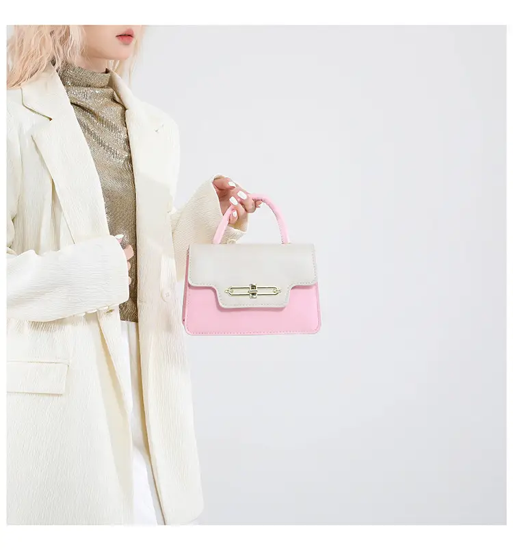 Spring Blue White Shoulder Crossbody Bag with Gold Clasp — feature 22
