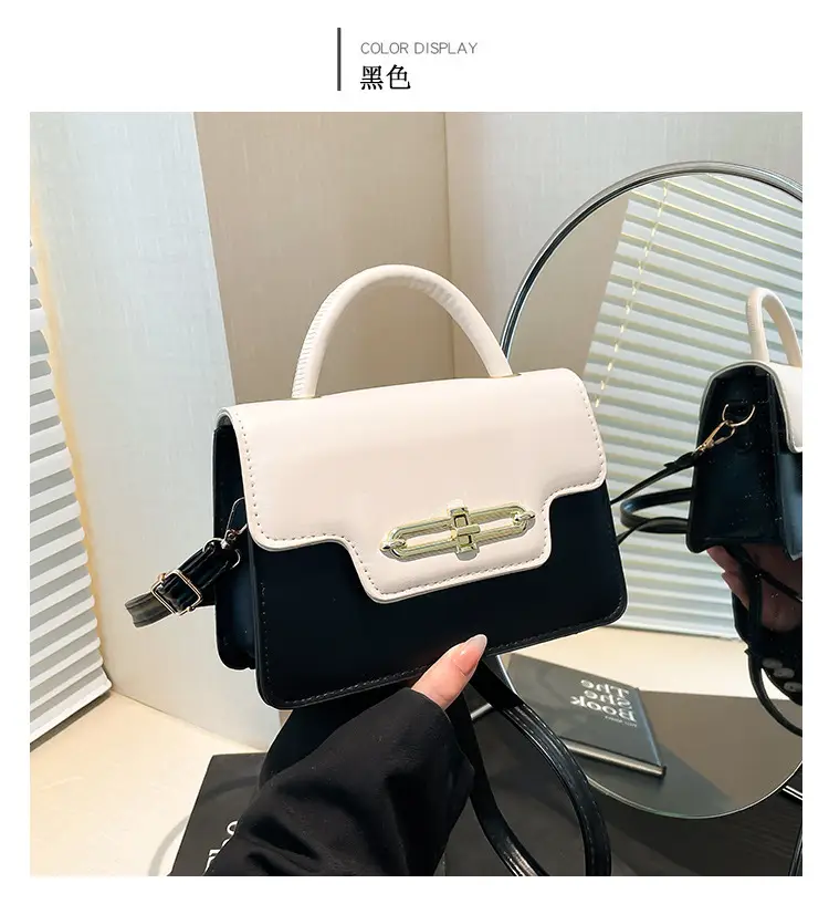 Spring Blue White Shoulder Crossbody Bag with Gold Clasp — feature 24