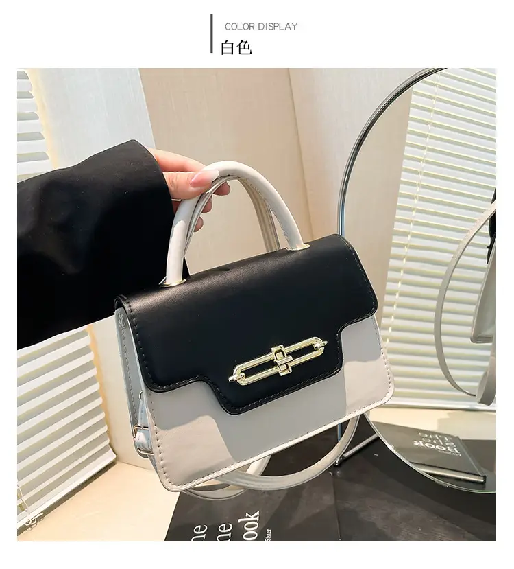 Spring Blue White Shoulder Crossbody Bag with Gold Clasp — feature 25