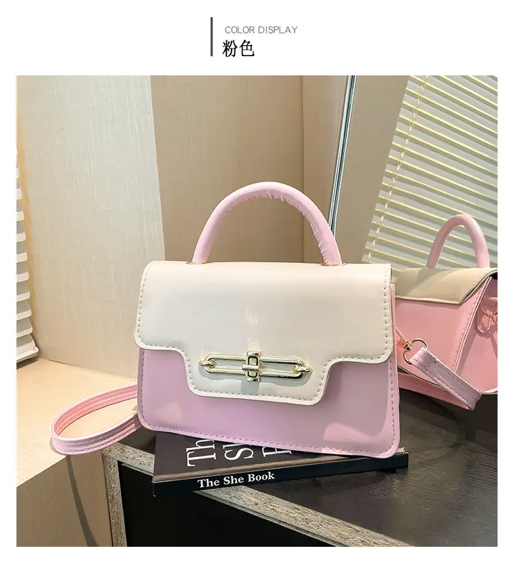 Spring Blue White Shoulder Crossbody Bag with Gold Clasp — feature 27
