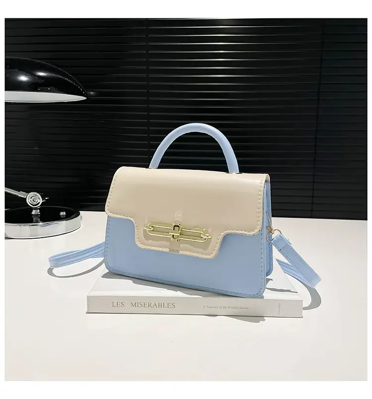Spring Blue White Shoulder Crossbody Bag with Gold Clasp — feature 33