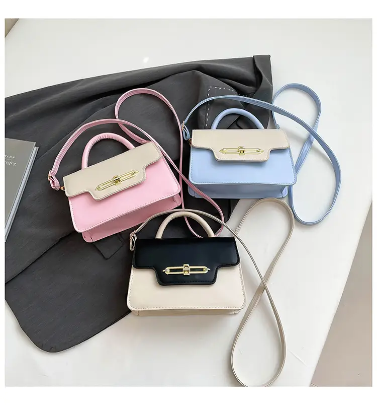 Spring Blue White Shoulder Crossbody Bag with Gold Clasp — feature 36