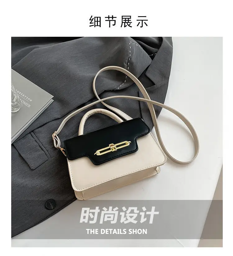 Spring Blue White Shoulder Crossbody Bag with Gold Clasp — feature 7