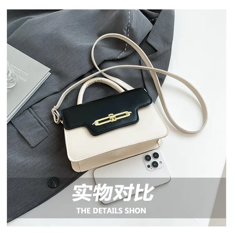 Spring Blue White Shoulder Crossbody Bag with Gold Clasp — feature 9