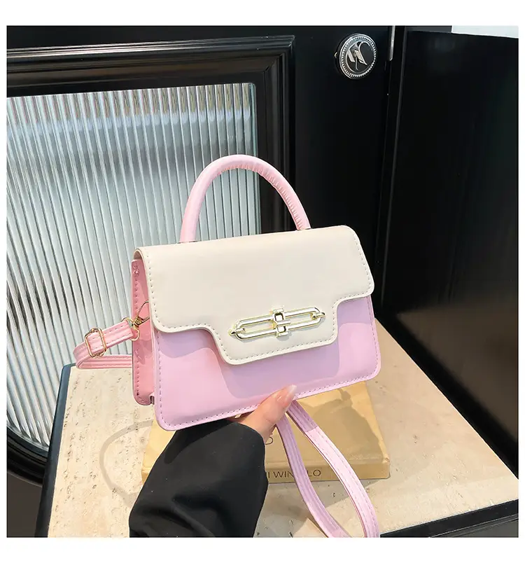 Spring Blue White Shoulder Crossbody Bag with Gold Clasp - Image 3