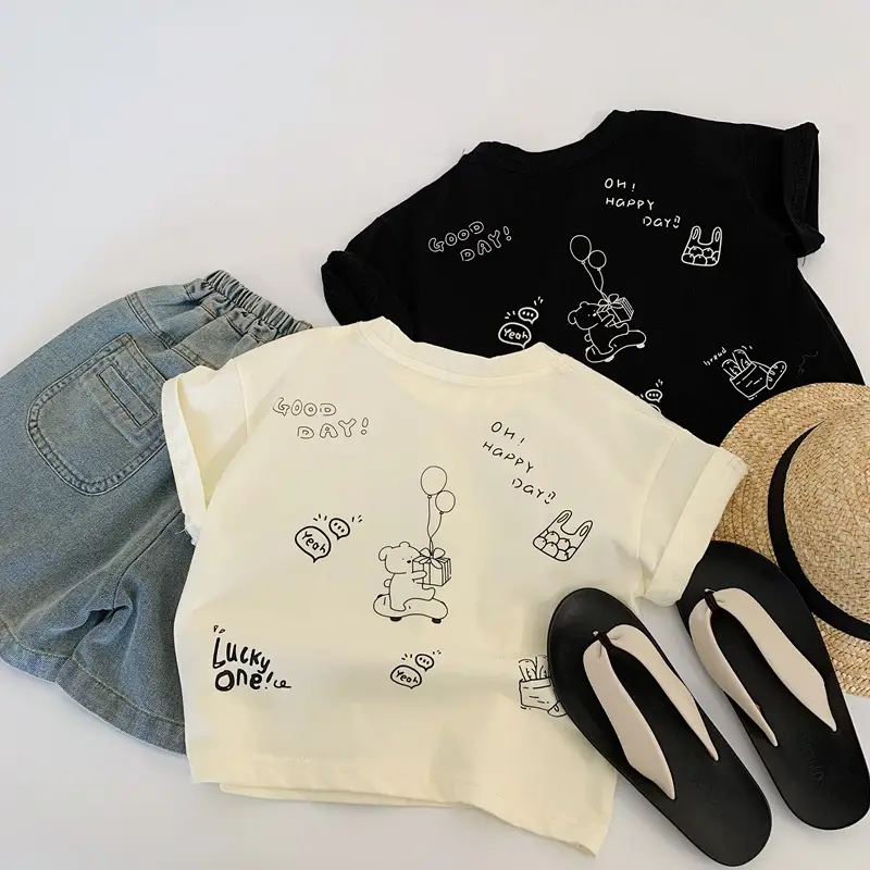 Children Printed T-Shirt Cotton Summer Wear - Image 4