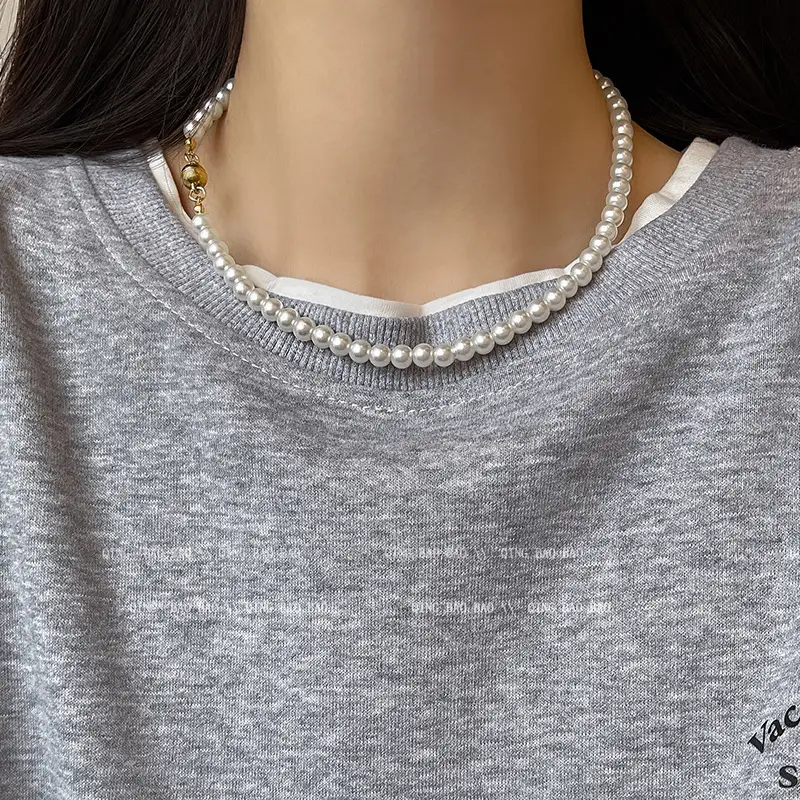 Luxury Pearl Clavicle Chain with Shaking Sound & Burst Effect - Image 2