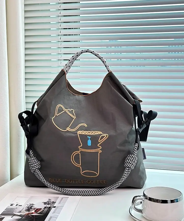 Women's Embroidered Tea Cup Bag Green Large Capacity — feature 7