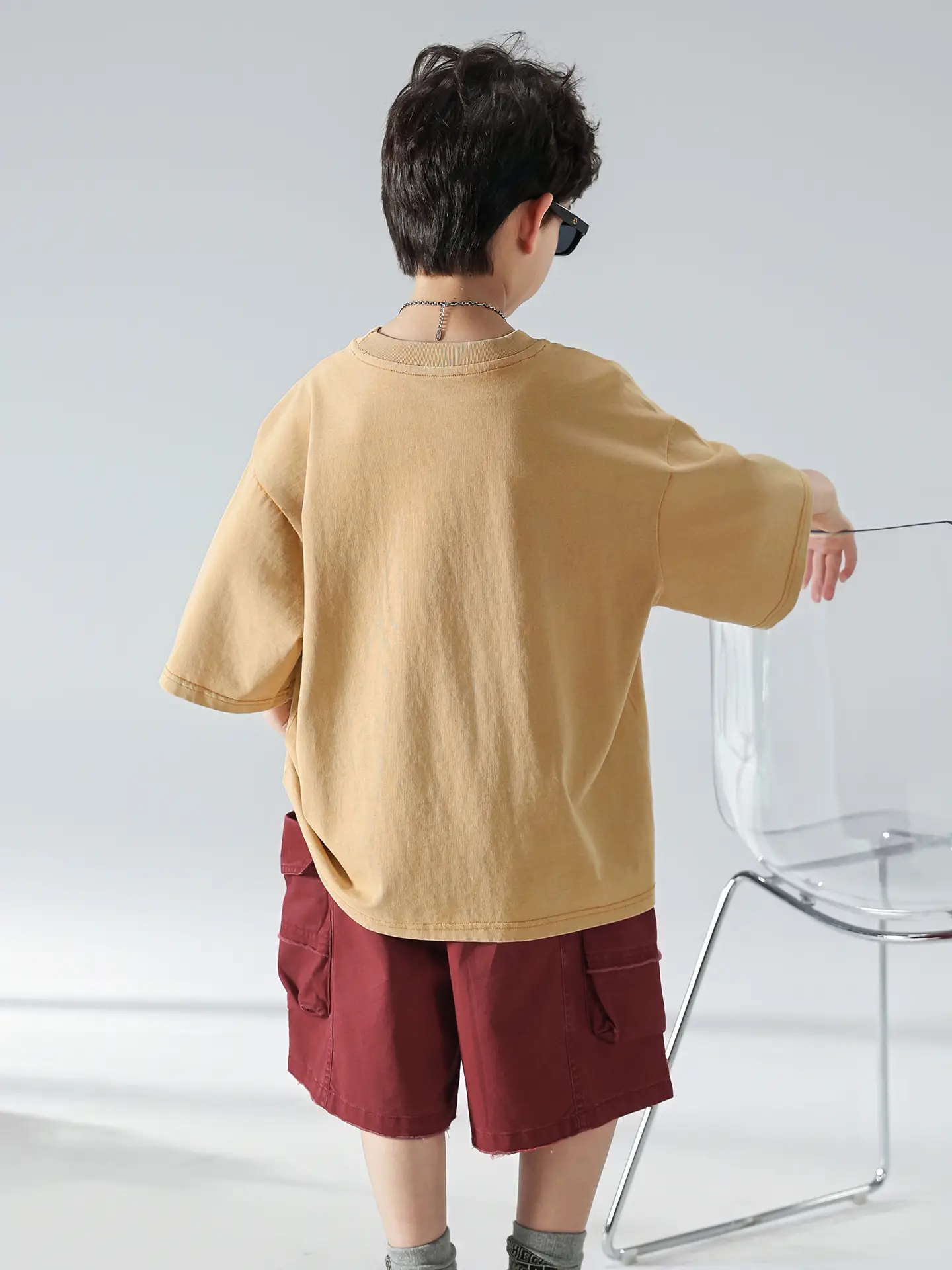 Boys Summer T-Shirt Shorts Set Brown Red 2025 — feature 5