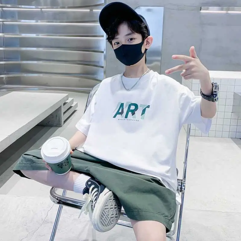 Boys Cotton Printed T-Shirt Green Shorts Summer Wear - Image 6