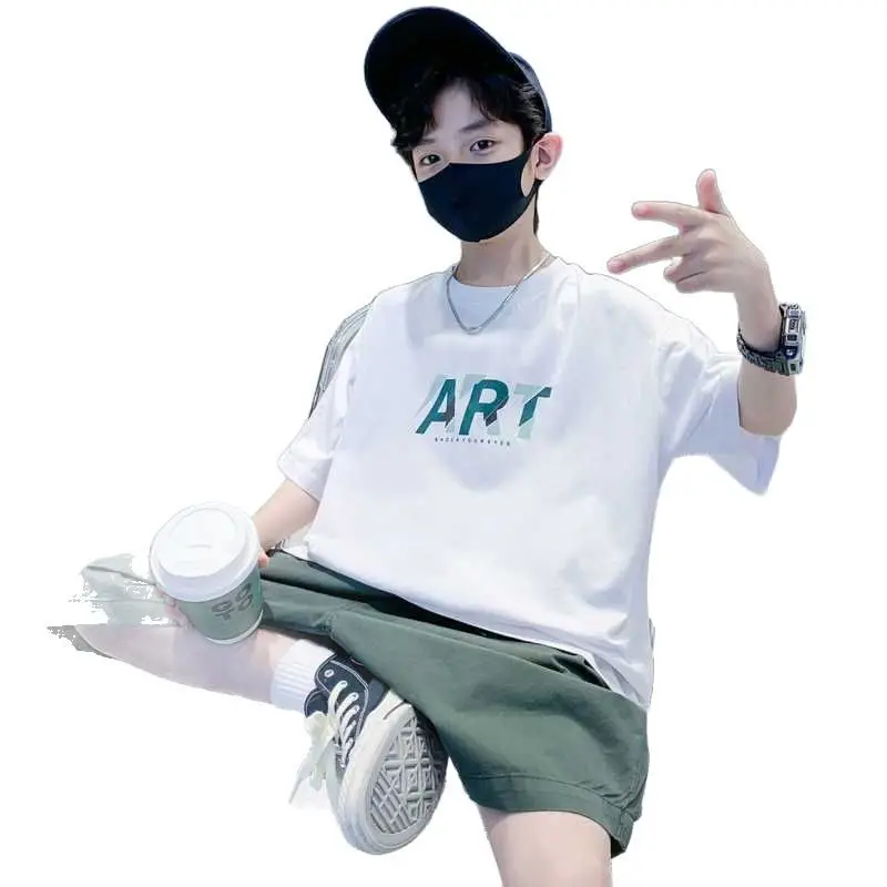 Boys Cotton Printed T-Shirt Green Shorts Summer Wear - Image 7