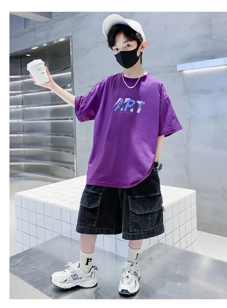 Boys Cotton Printed T-Shirt Green Shorts Summer Wear — feature 10