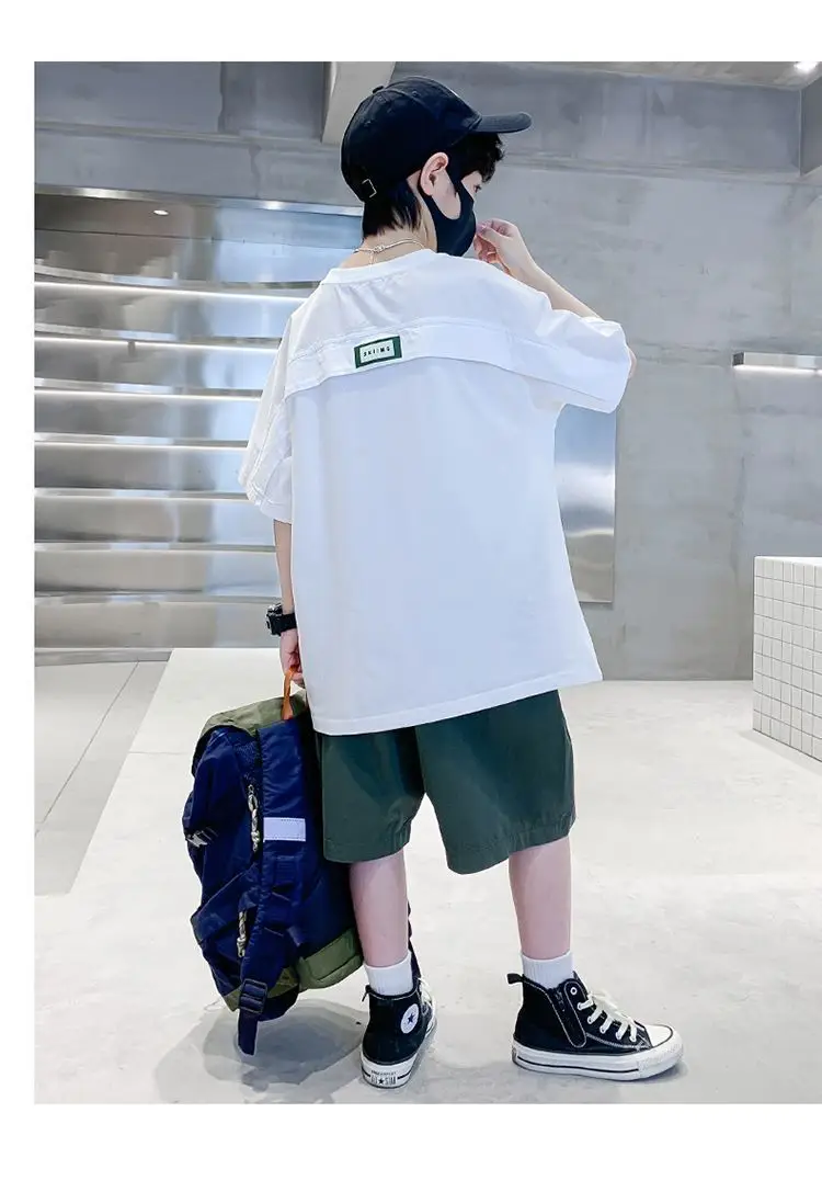 Boys Cotton Printed T-Shirt Green Shorts Summer Wear — feature 16