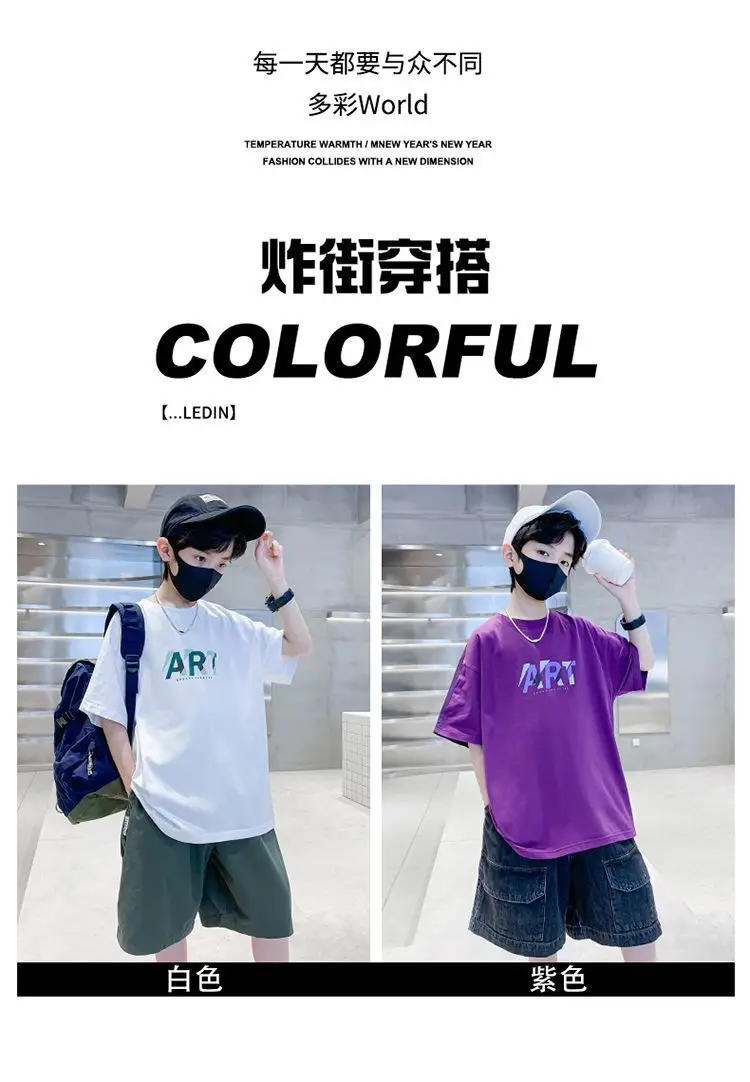 Boys Cotton Printed T-Shirt Green Shorts Summer Wear — feature 2