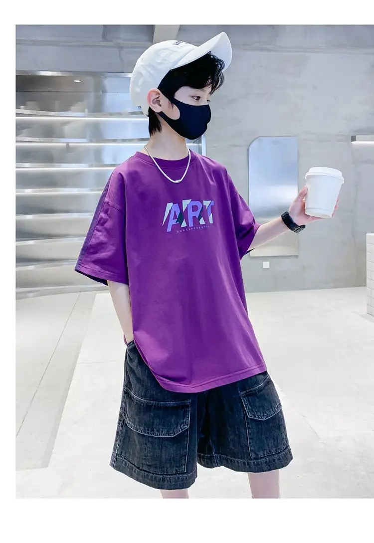 Boys Cotton Printed T-Shirt Green Shorts Summer Wear — feature 7