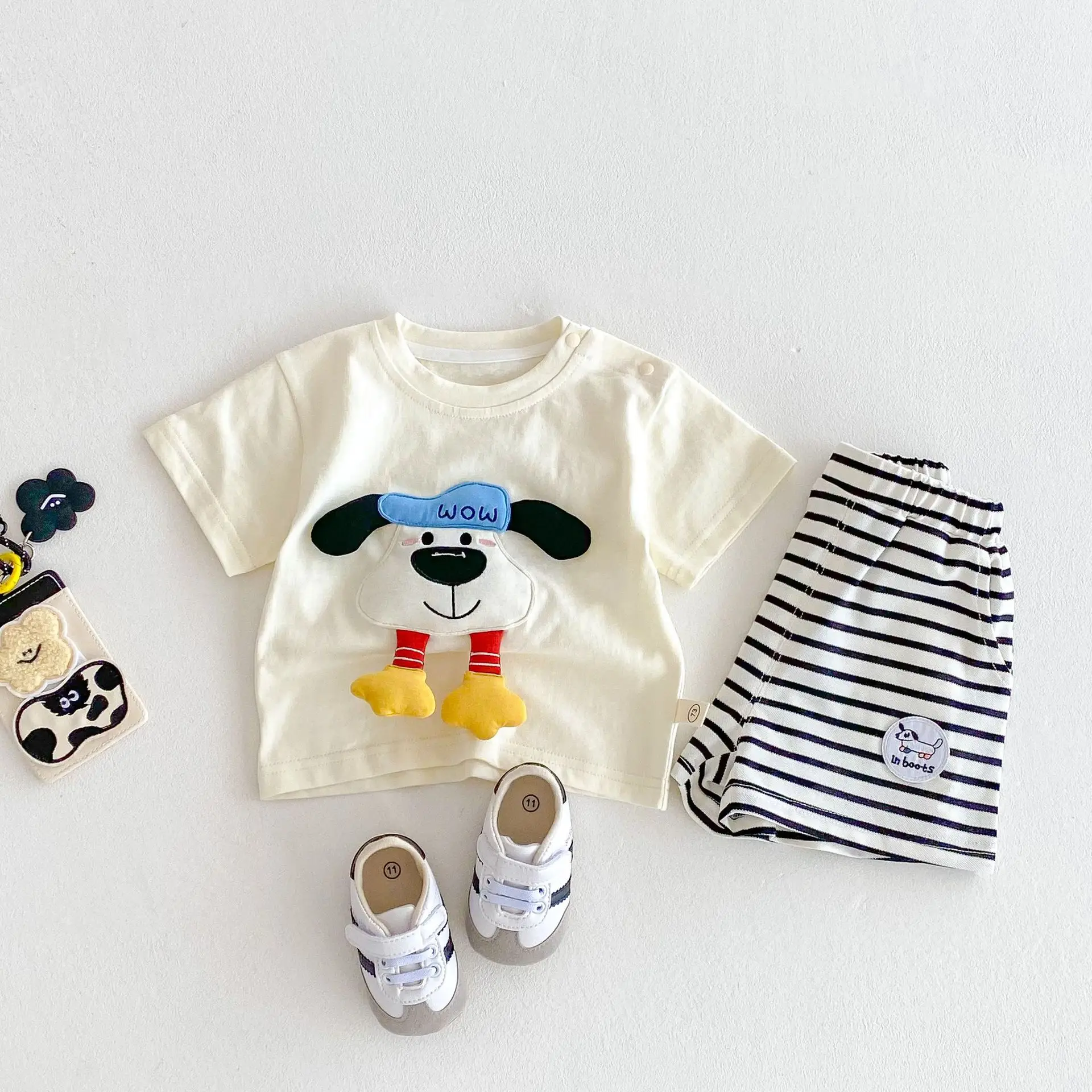 3D Cartoon T-Shirt for Boys Summer Wear Cream