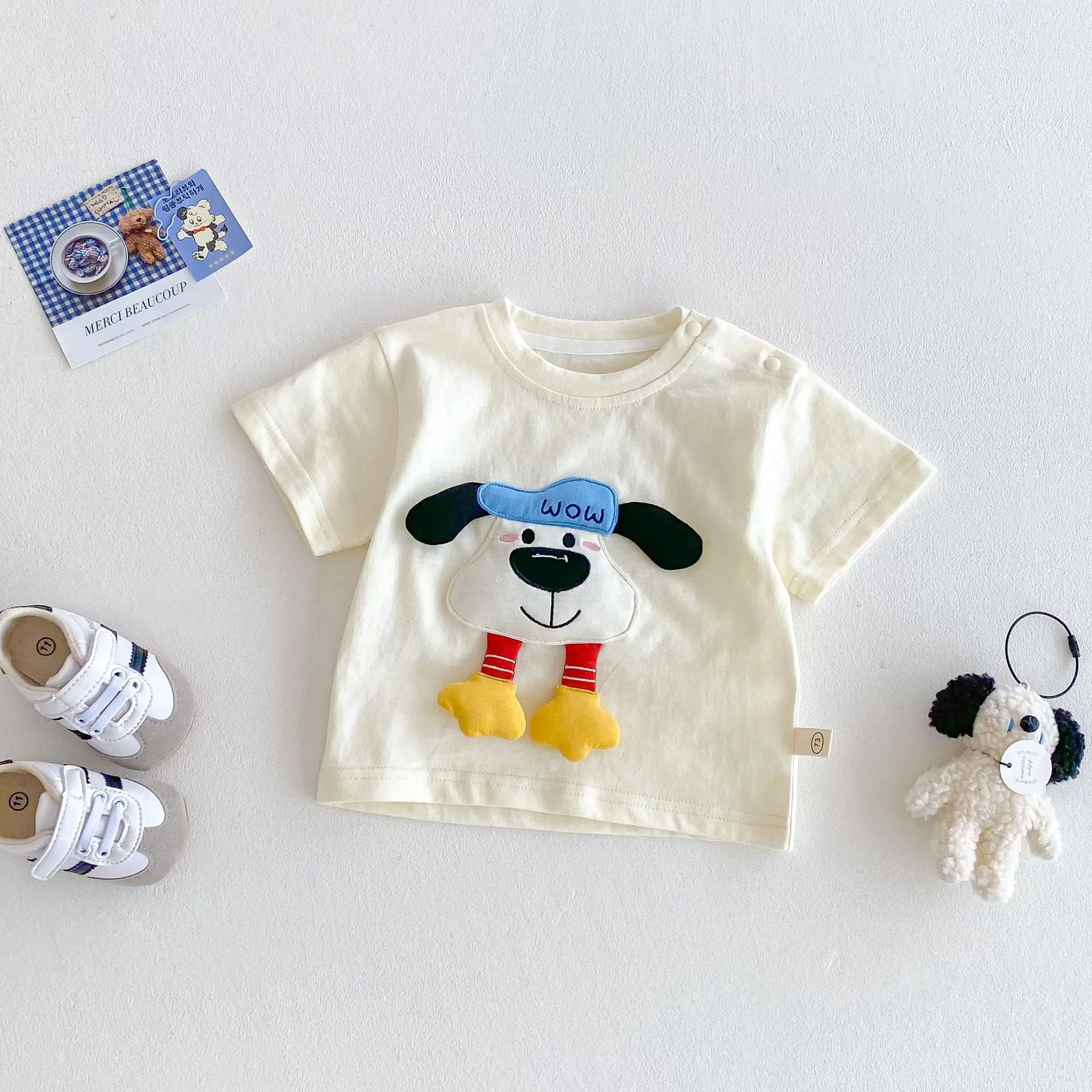3D Cartoon T-Shirt for Boys Summer Wear Cream