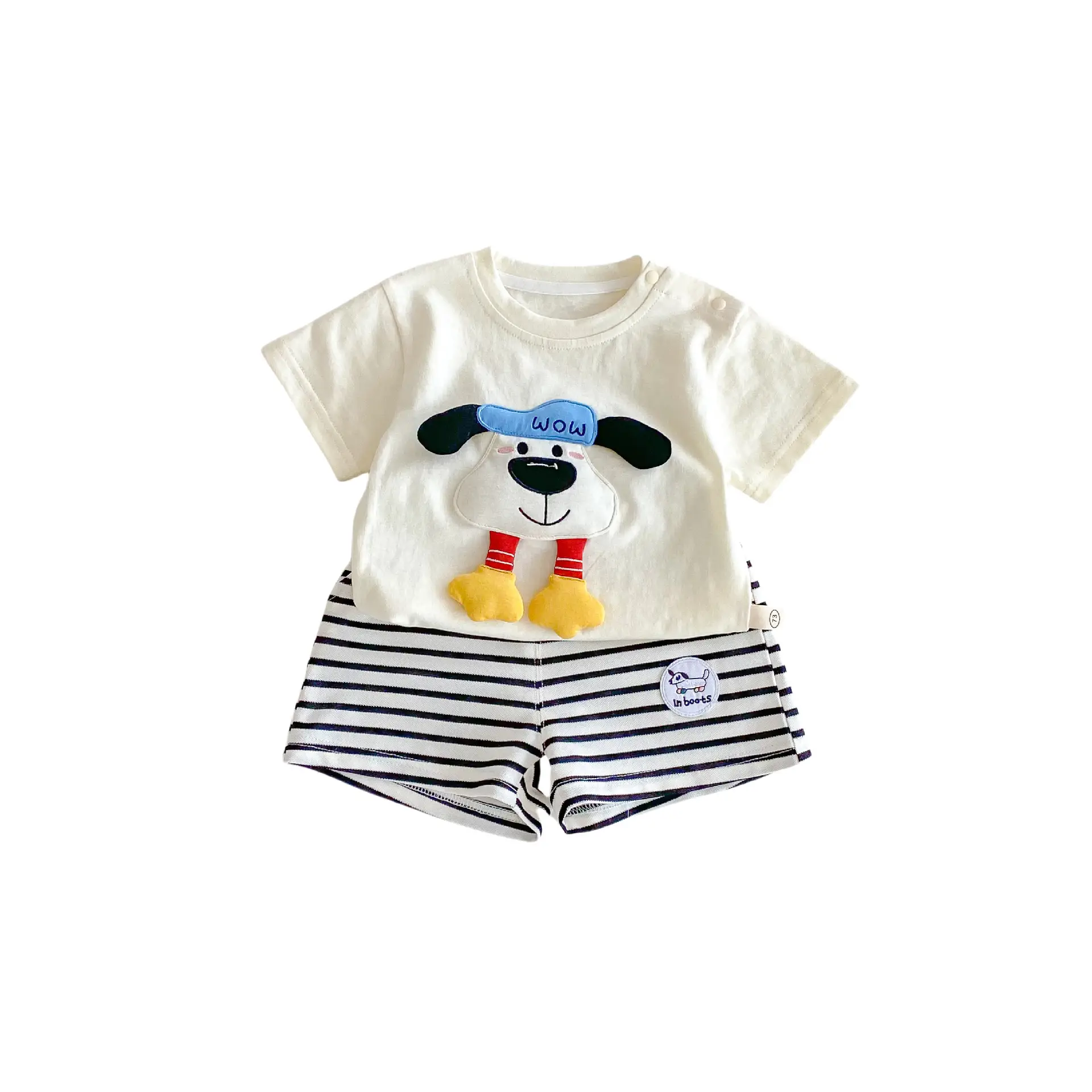 3D Cartoon T-Shirt for Boys Summer Wear Cream
