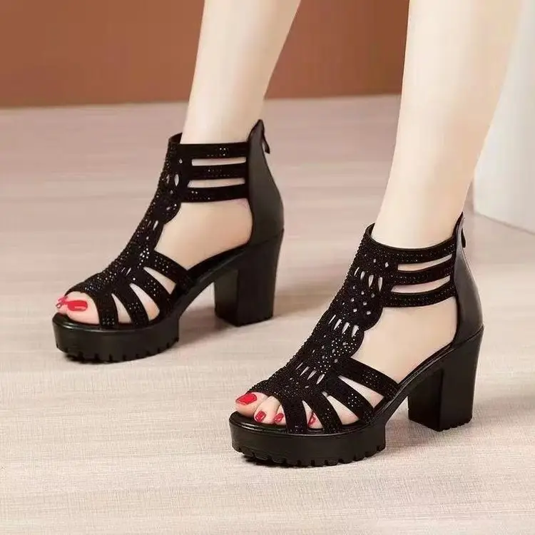 Women's Rhinestone Hollow Heel Sandals 2025 — feature 1