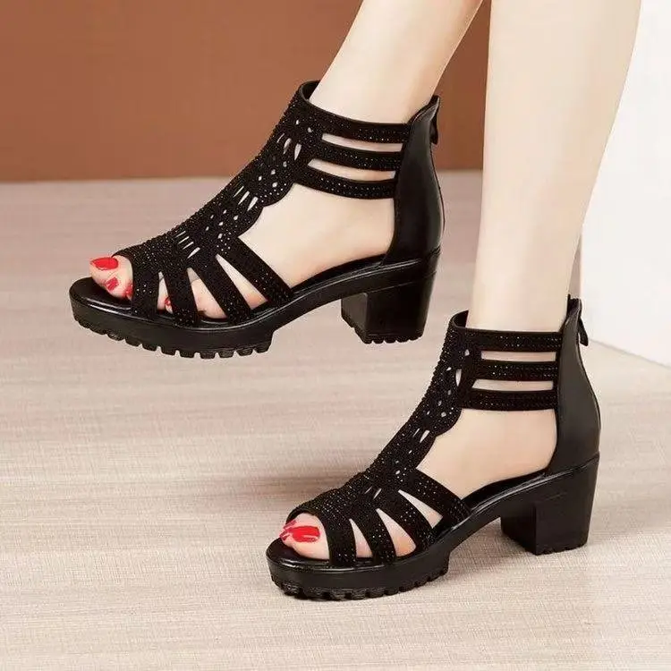 Women's Rhinestone Hollow Heel Sandals 2025 — feature 4