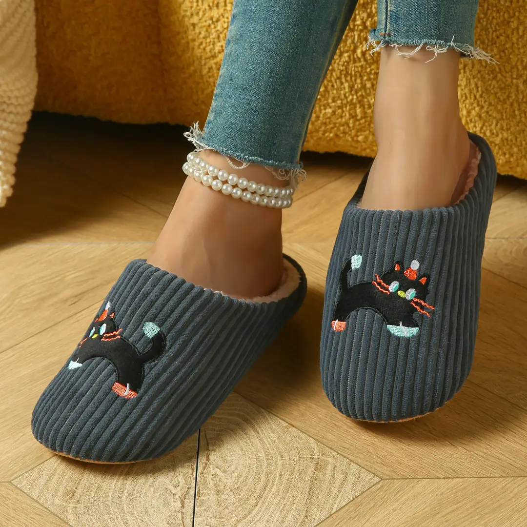 Cross-Border Small Heart-Shaped Soft-Soled Cotton Slippers, Warm and Comfortable, Winter Indoor Home Flat-Soled, Export Wholesale, Closed-Toe, Simple Design — feature 14