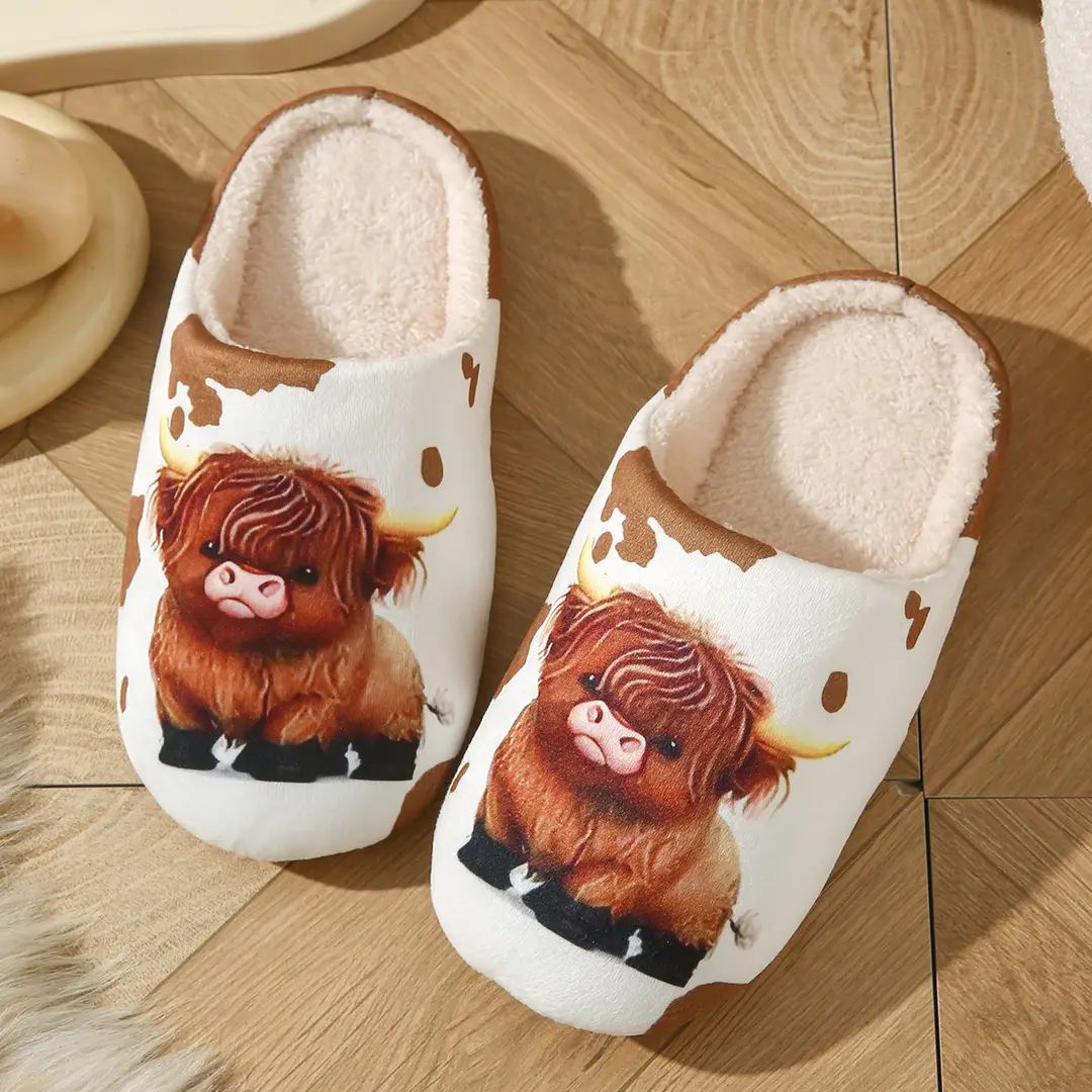 Cross-Border Small Heart-Shaped Soft-Soled Cotton Slippers, Warm and Comfortable, Winter Indoor Home Flat-Soled, Export Wholesale, Closed-Toe, Simple Design