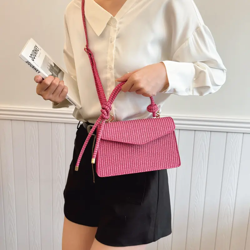Yellow Textured Crossbody Bag for Women Summer Commute - Image 9