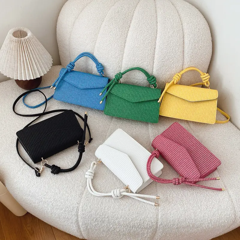 Yellow Textured Crossbody Bag for Women Summer Commute - Image 10