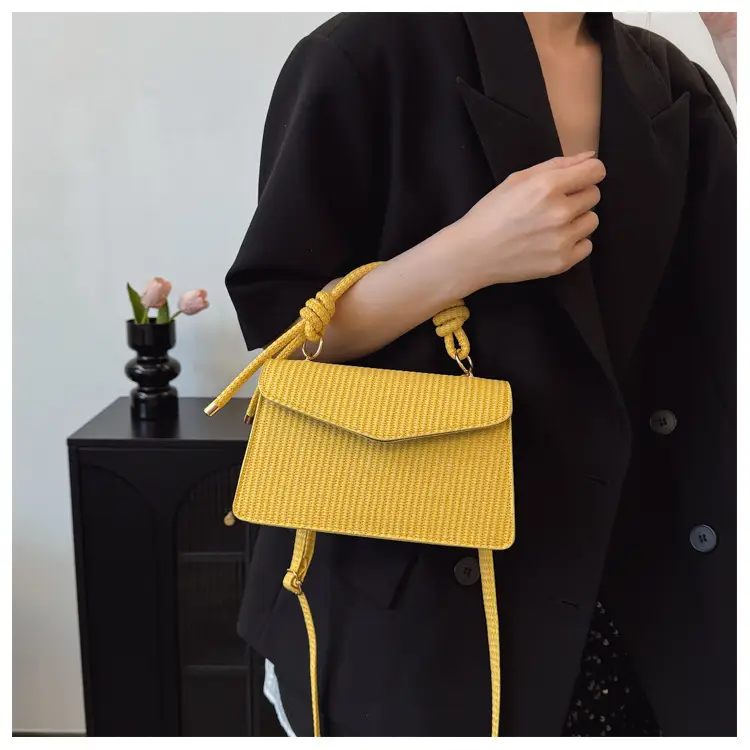 Yellow Textured Crossbody Bag for Women Summer Commute — feature 11
