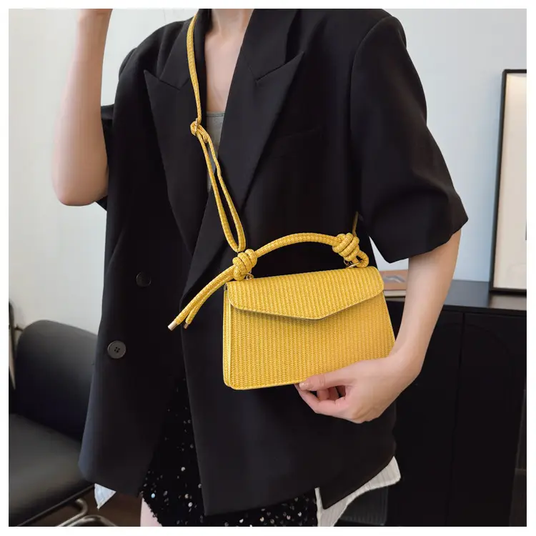 Yellow Textured Crossbody Bag for Women Summer Commute — feature 12