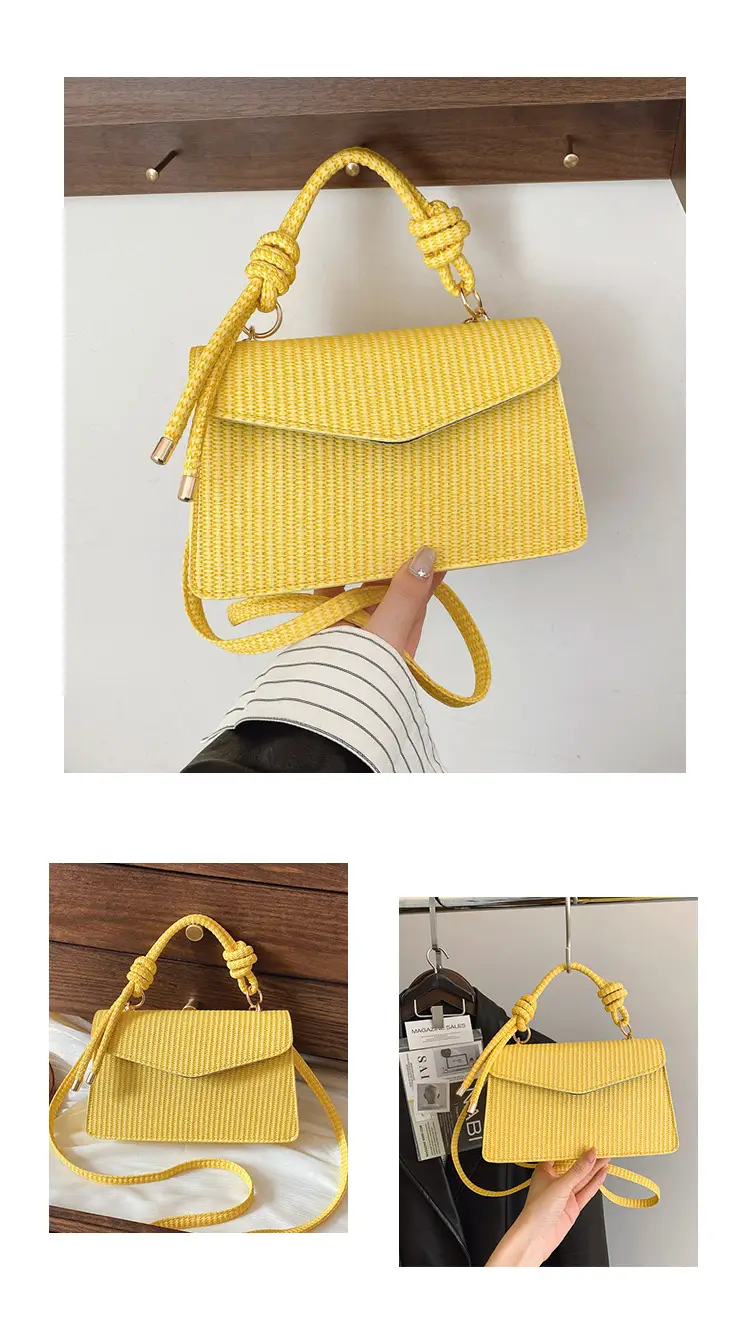 Yellow Textured Crossbody Bag for Women Summer Commute — feature 27