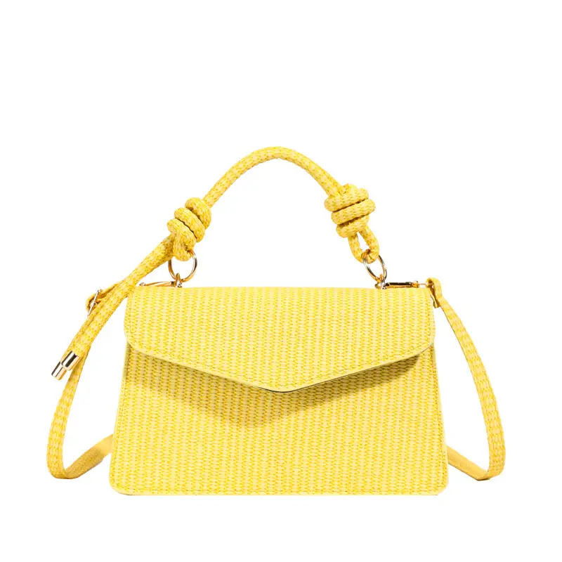 Yellow Textured Crossbody Bag for Women Summer Commute - Image 2