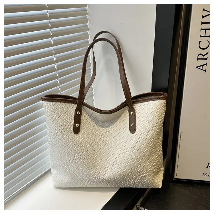 Trendy Brown Woven Shoulder Tote Bag Large Capacity — feature 20