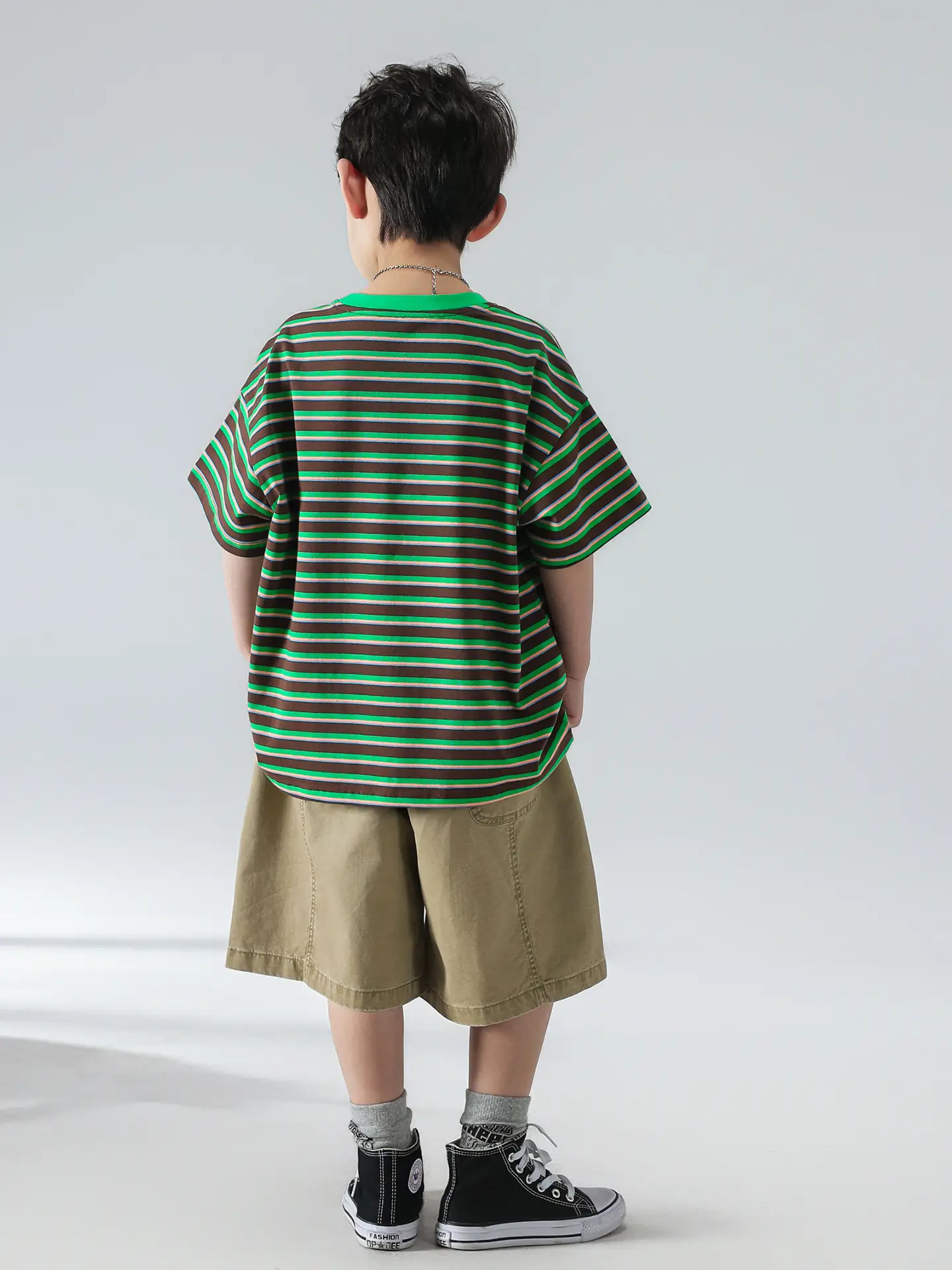 Boys Striped Shorts T-Shirt Set Korean Style 2025