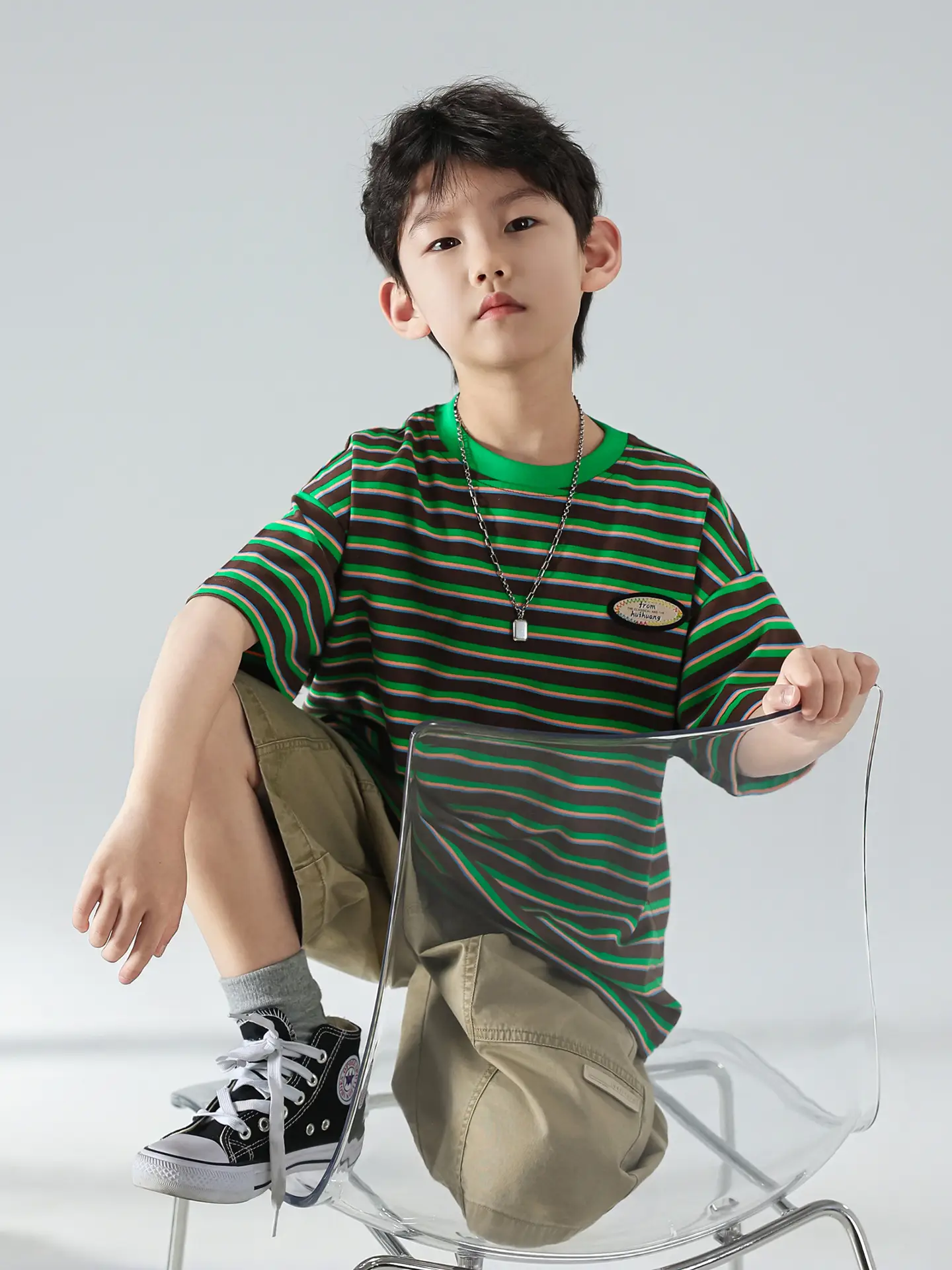 Boys Striped Shorts T-Shirt Set Korean Style 2025