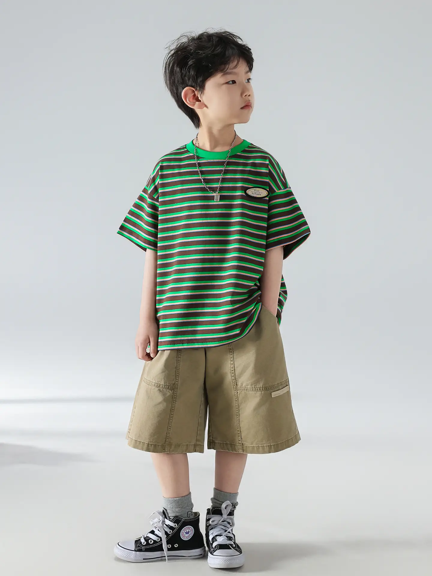 Boys Striped Shorts T-Shirt Set Korean Style 2025 — feature 24
