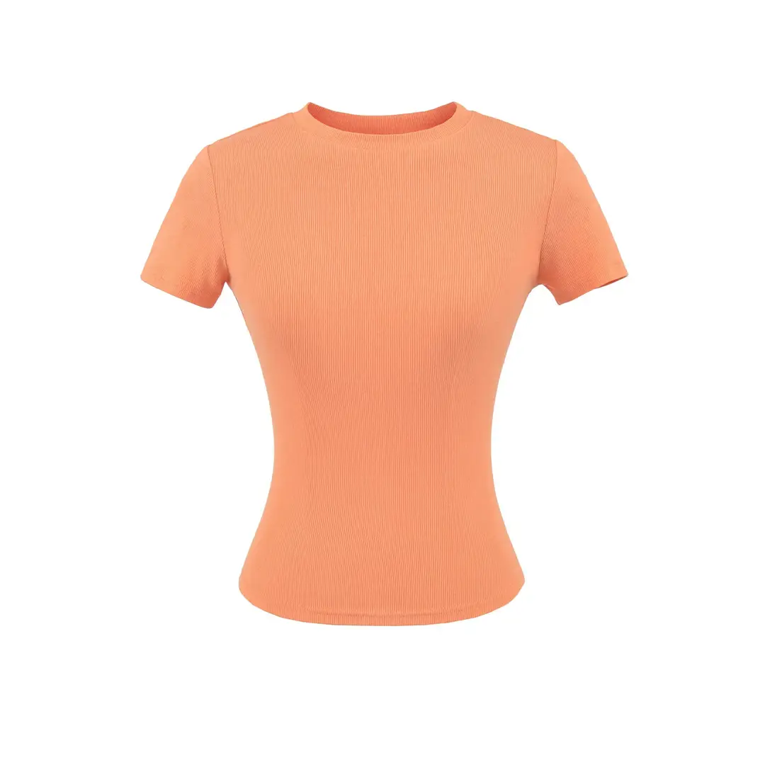 Skims Alternative American-Style Comfortable Stretchy T-Shirt for Women, Summer Versatile Basic Plain Short Top with Round Neck