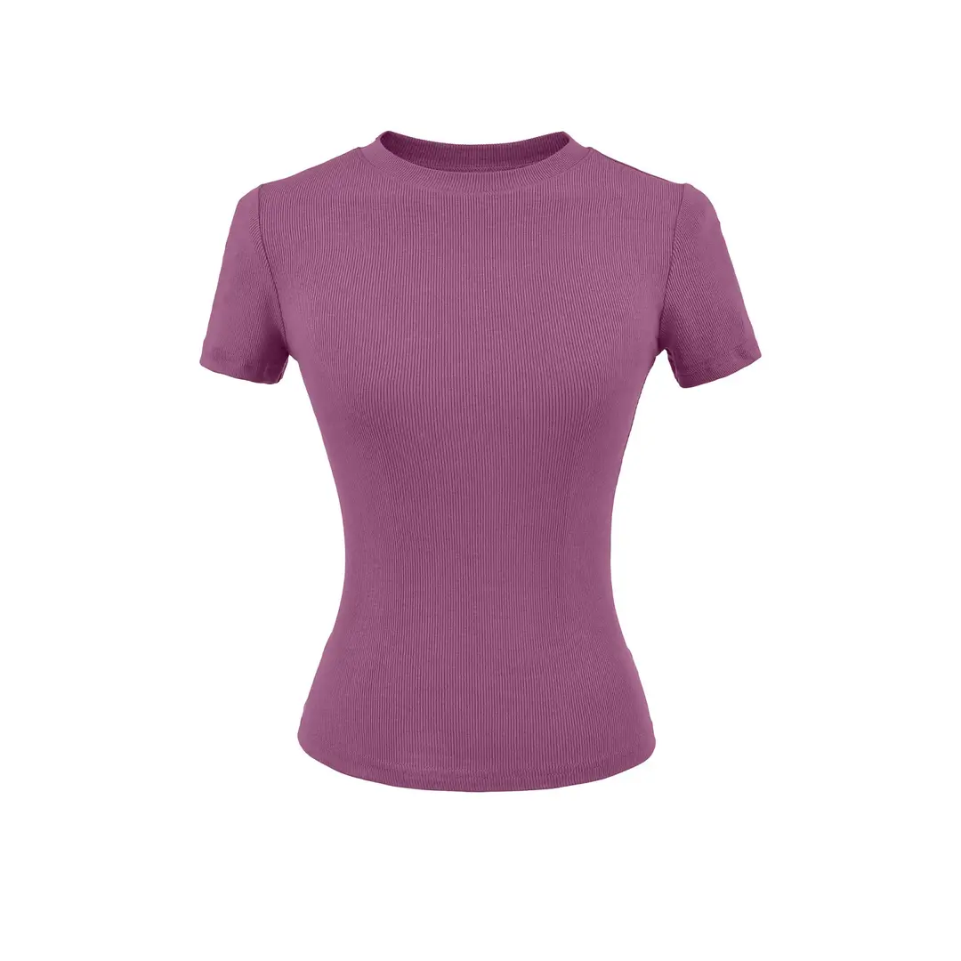 Skims Alternative American-Style Comfortable Stretchy T-Shirt for Women, Summer Versatile Basic Plain Short Top with Round Neck